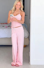 Sia Light Pink Stripe Foldover Jersey Pants Image