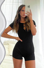 Sienna Black Knit Cut Out Playsuit Image