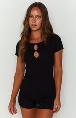 Sienna Black Knit Cut Out Playsuit Image