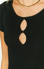 Sienna Black Knit Cut Out Playsuit Image