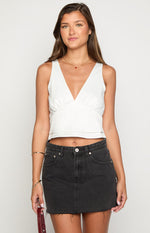 Siletto Black Denim Low Rise Mini Skirt Image