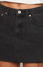 Siletto Black Denim Low Rise Mini Skirt Image
