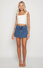 Skyline Swirl Mid Wash Denim Skort Image