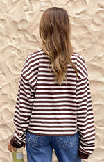 So Breezy Chocolate Stripe Long Sleeve Top - PRE ORDER Image