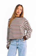 So Breezy Chocolate Stripe Long Sleeve Top - PRE ORDER Image