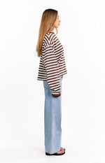 So Breezy Chocolate Stripe Long Sleeve Top - PRE ORDER Image