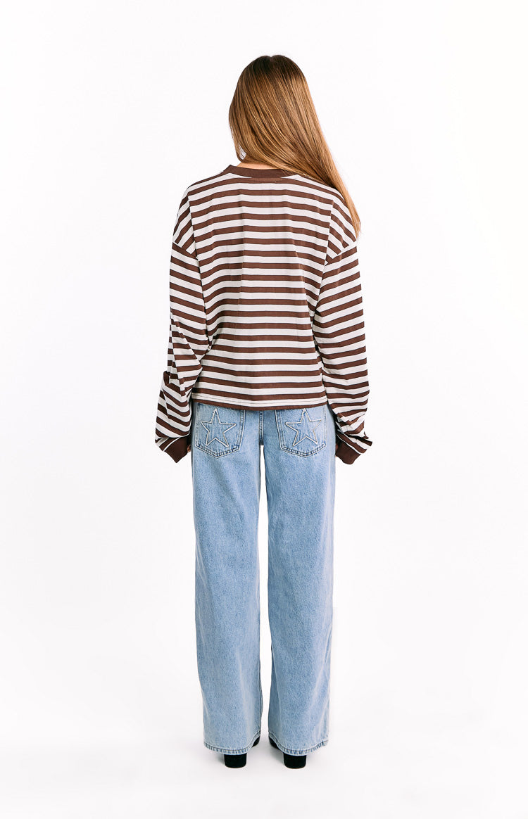 So Breezy Chocolate Stripe Long Sleeve Top - PRE ORDER Image