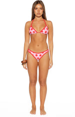 Sofie Pink and Red Polka Dot Contrast Bind Triangle Bikini Top Image