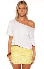 Spritz Yellow Sequin Party Mini Skirt Image