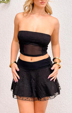 Stay Black Mesh Mini Skirt Image