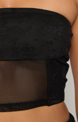 Stay Black Strapless Mesh Corset Top