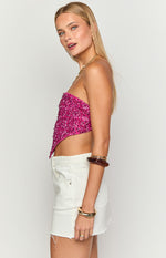 Storm Pink Sequin Strapless Top Image