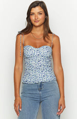 Strawberry Kisses Blue Floral Top Image