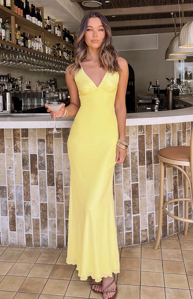 Sunflower Yellow Mesh Maxi Dress Image