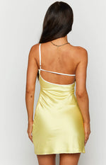 Sunny Chic Yellow Satin Mini Dress Image