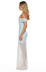Tabitha Blue Off Shoulder Mesh Maxi Dress Image