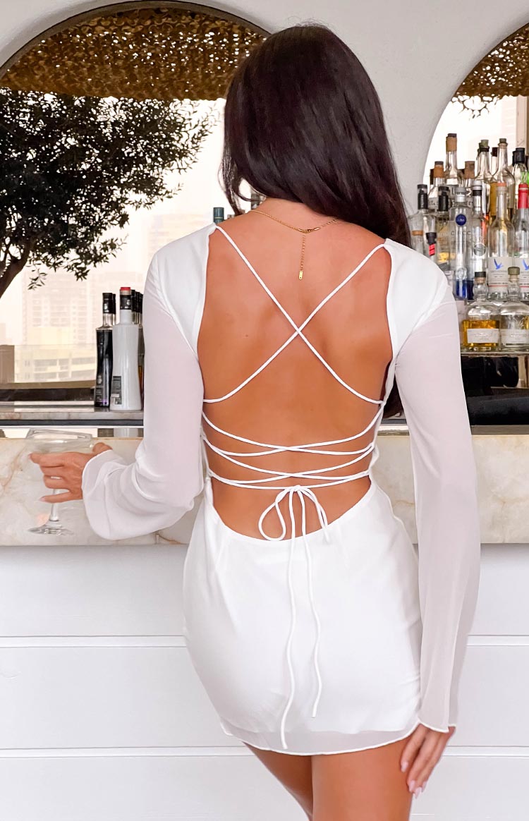 Tala White Long Sleeve Mini Dress Image