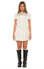 Taste White Sheer Lace Detail Mini Dress Image