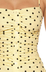 Teo Yellow Polka Dot Mini Dress Image