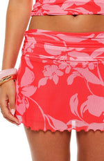 Tilley Red Floral Ruched Mini Skirt Image