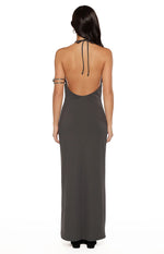 Tsuki Grey Stud Detail Cowl Neck Maxi Dress Image