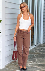 Valeria Brown Carrot Fit Jeans Image