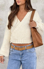 Verity Cream Knit Wrap Cardigan Image