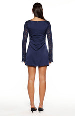 Verity Navy Lace Long SLeeve Mini Dress Image