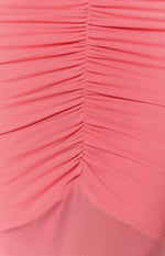 Veronica Pink Mesh Ruched Maxi Dress Image