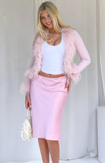 Violetta Pink Fur Trim Knit Cardigan Image