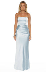 Wren Blue Satin Strapless Maxi Dress Image