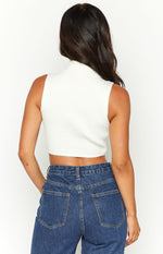 Yvette White Knit Crop Top Image
