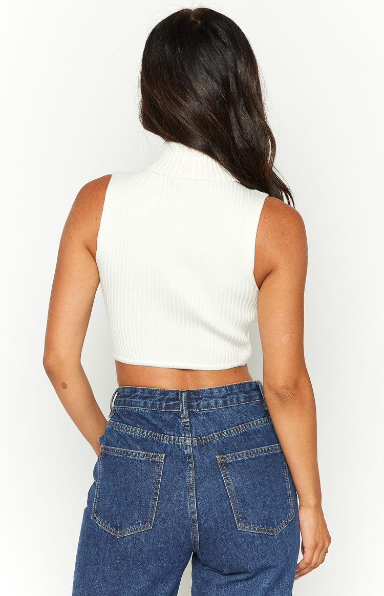 Yvette White Knit Crop Top Image