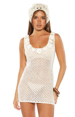 Zephyr White Crochet Mini Dress Image