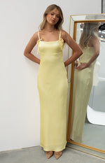 Zya Yellow Satin Maxi Dress Image