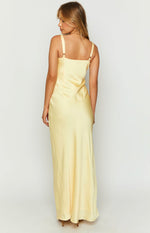 Zya Yellow Satin Maxi Dress Image