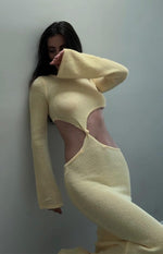 Arya Yellow Long Sleeve Knit Maxi Dress Image