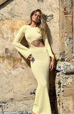 Arya Yellow Long Sleeve Knit Maxi Dress Image