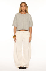 Aurelia Light Grey Short Sleeve Cropped Cardigan Image