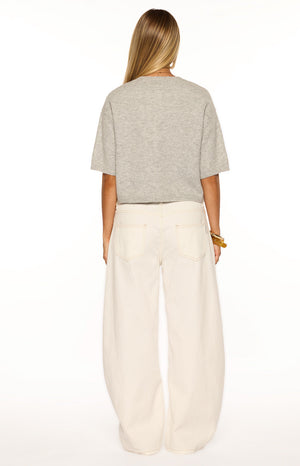 Aurelia Light Grey Short Sleeve Cropped Cardigan