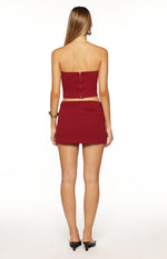 Bellah Burgundy Strapless Corset Top Image