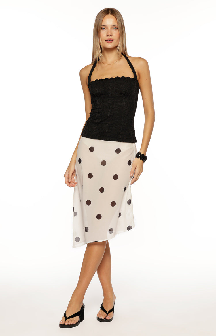 Charlee Black Lace Halter Neck Top Image