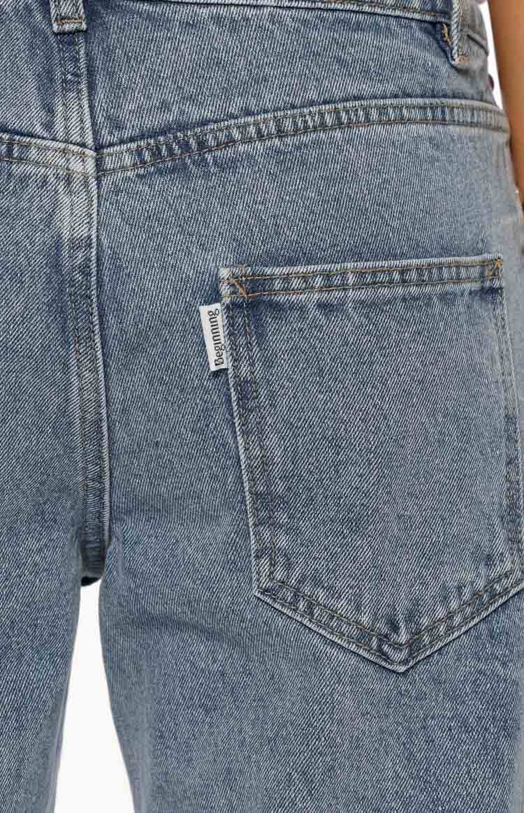 Charli Mid Wash Denim Studded Low Waist Baggy Leg Jeans Image