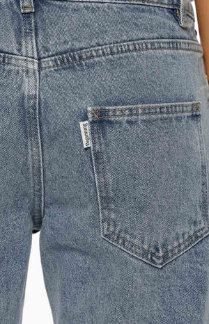 Charli Mid Wash Denim Studded Low Waist Baggy Leg Jeans