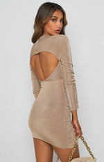 City Girl Ruched Mini Dress Latte Image