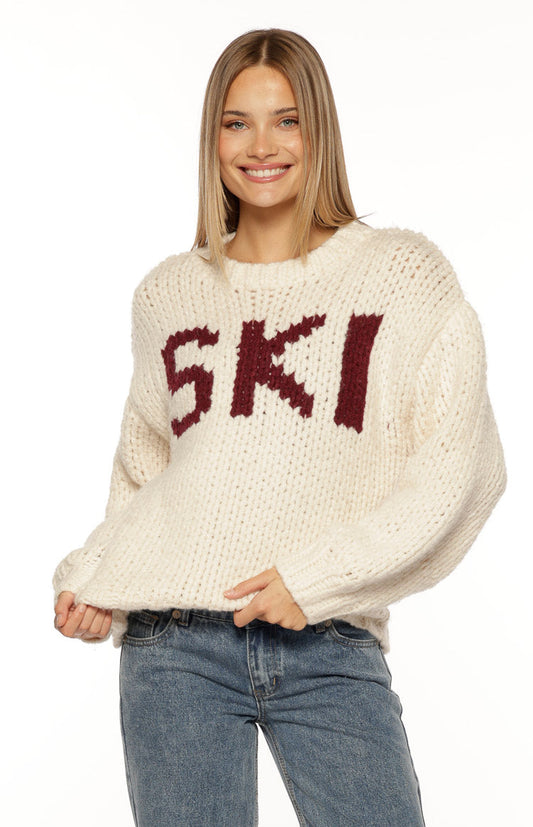 Jasmine Ski Cream Jacquard Chunky Knit Sweater