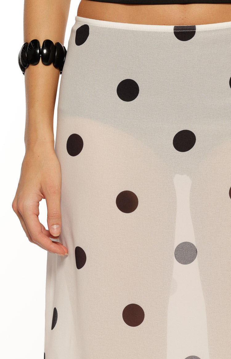 Jordan White Polka Dot Sheer Midi Skirt Image