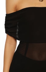 July Black Sheer Off the Shoulder Midi Dress Image