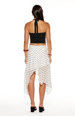 Khalea White Polka Dot Hanky Hem Midi Skirt Image