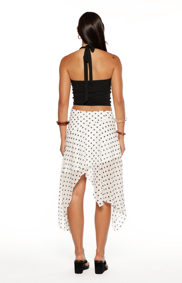 Khalea White Polka Dot Hanky Hem Midi Skirt Image
